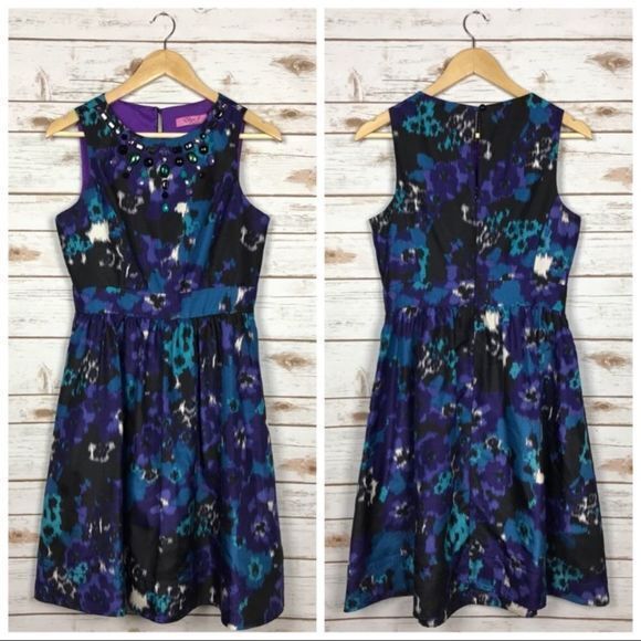 ELIZA J Ikat Jeweled Cocktail Dress H104 - Picture 2 of 8